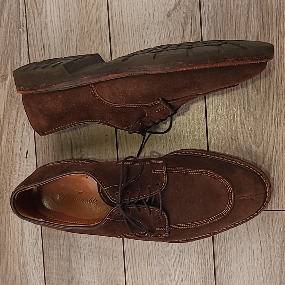 FACONNABLE USA Dark Brown Suede Leather Sz 9 D Lace Up Split Toe Mens Dress Shoe
